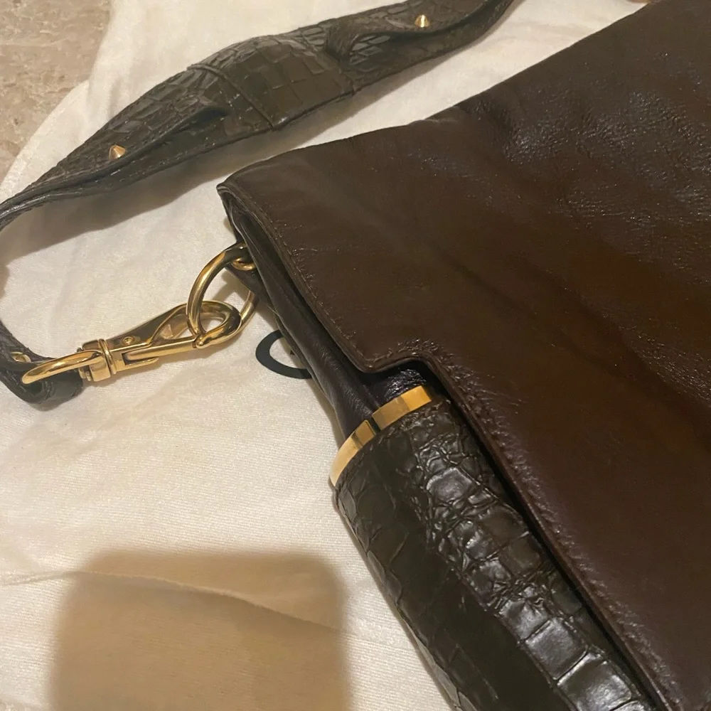 Givenchy brown leather alligator hand bag - Picture 4 of 9